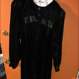 Black velvet and satin trim dress